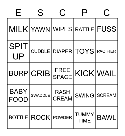 Mama & Mommy BINGO Card