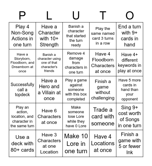 Lorcana League - Winterspell 2 Bingo Card