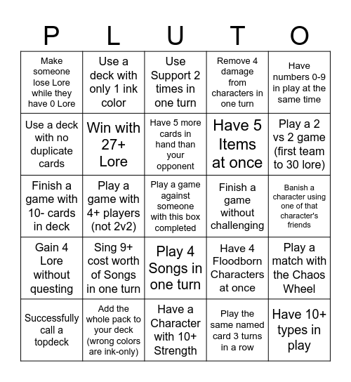 Lorcana League - Winterspell 3 Bingo Card