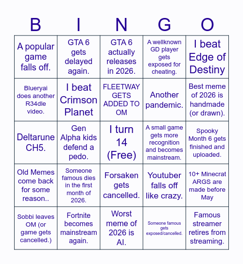 MY BINGO 2026 Bingo Card