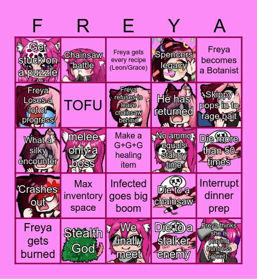 Freyas Wacky re9 bingo Card
