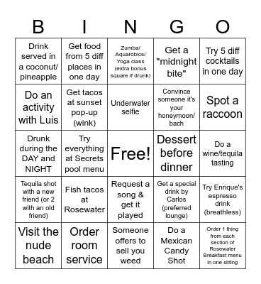 Cancun 2026 Bingo Card