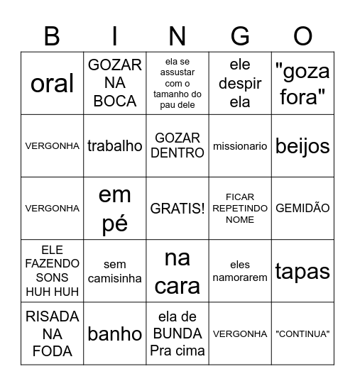 hentai Bingo Card