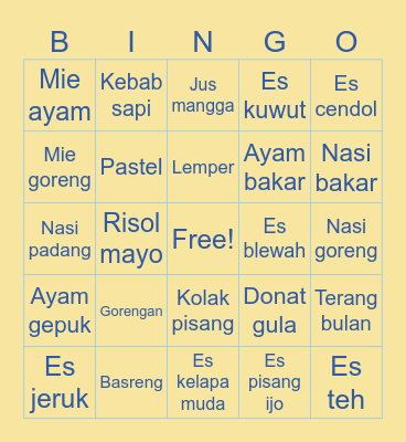 Rollies' Bingo Card