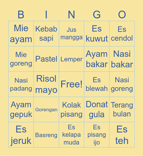 Rollies' Bingo Card
