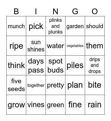 Time to Plant! Bingo Card
