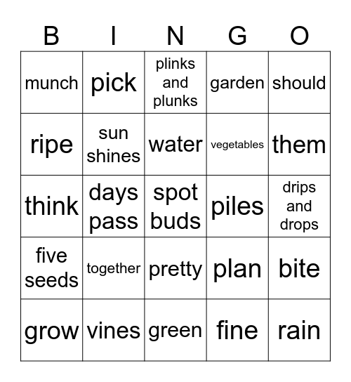 Time to Plant! Bingo Card