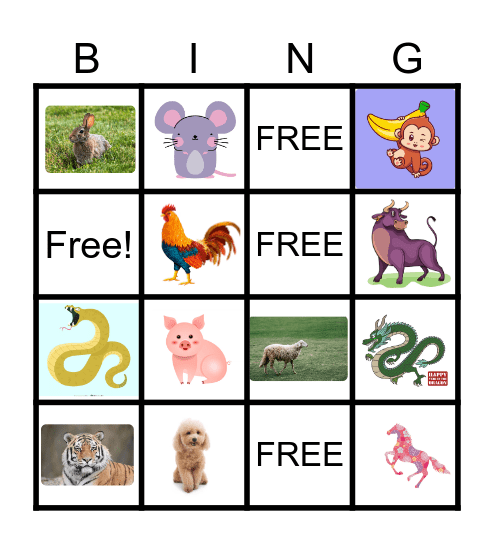 ZODIAC ANIMALS Bingo Card