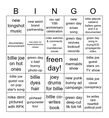 GREEN DUDES 2026 BINGO! Bingo Card