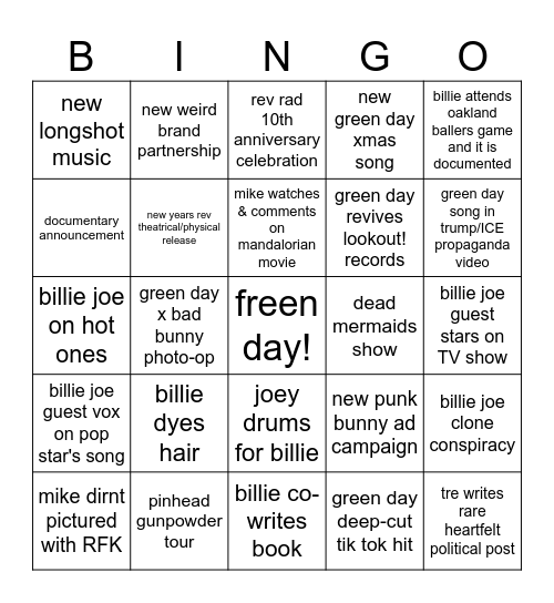 GREEN DUDES 2026 BINGO! Bingo Card