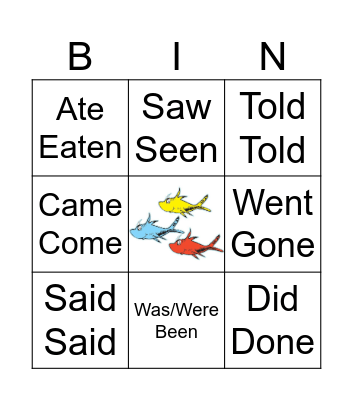 Irregular Verbs Bingo Card