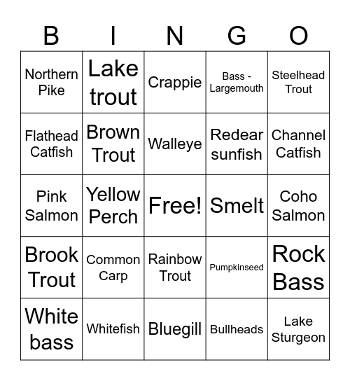 FISH OF MICHIGAN Bingo Card