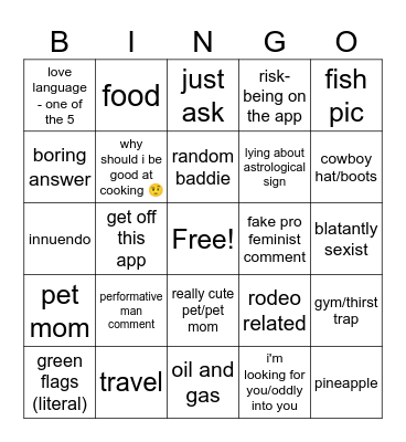 hinge bingo Card