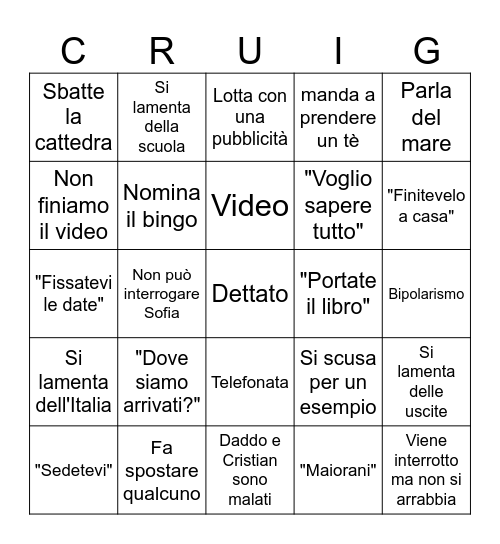 Carlucingo Bingo Card