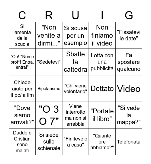 Carlucingo Bingo Card