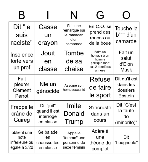 Bingo Mars d'Elyas Bingo Card