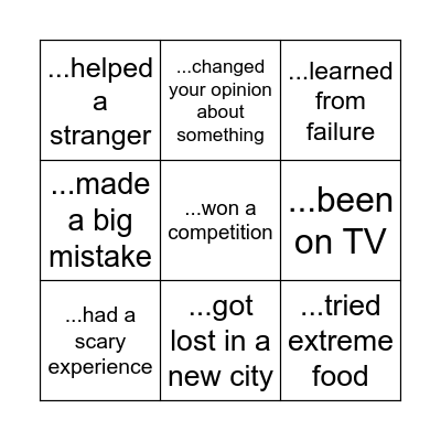 Have you ever...? Bingo Card