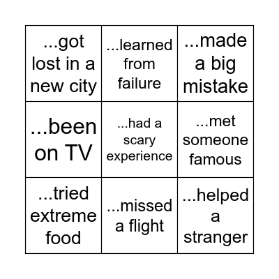 Have you ever...? Bingo Card