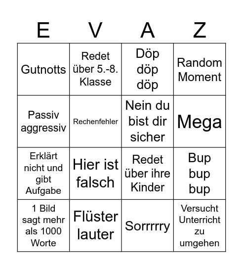 Mathe LK Bingo Card