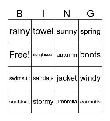HF E Bingo Card