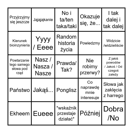 Fizyka bingo Card