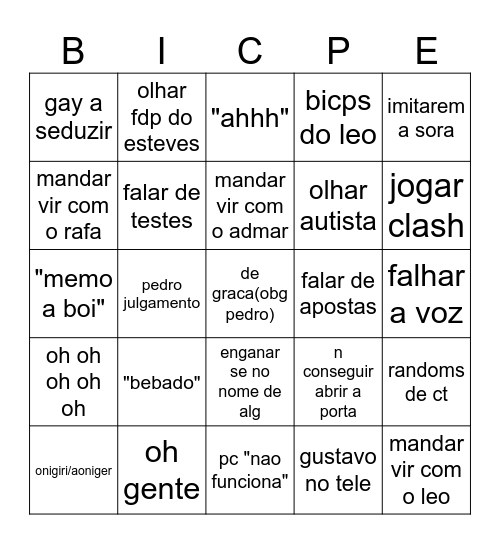 Bingo do Dino Bingo Card