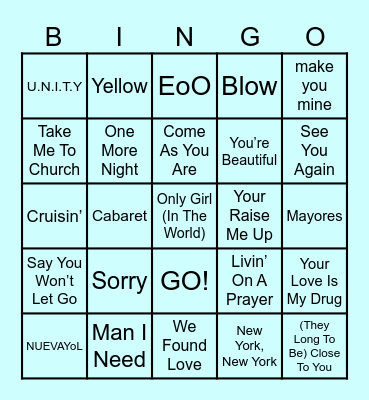 Pisces Musical Bingo Card
