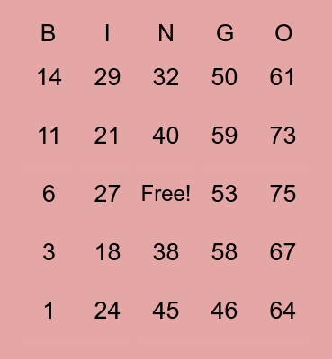 I M P Y E R N O Bingo Card
