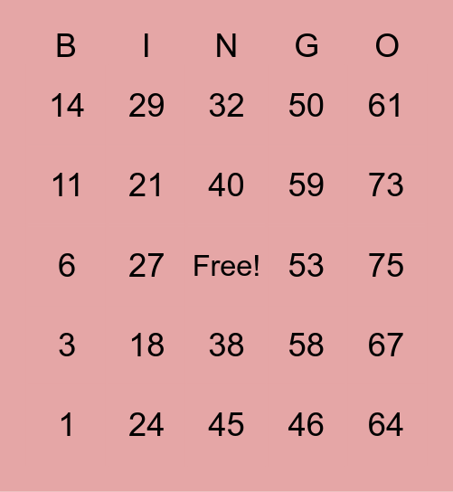 I M P Y E R N O Bingo Card
