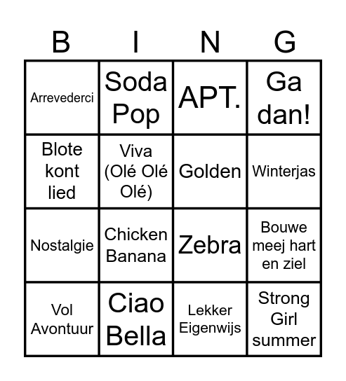 Party Vie & Maud Bingo Card