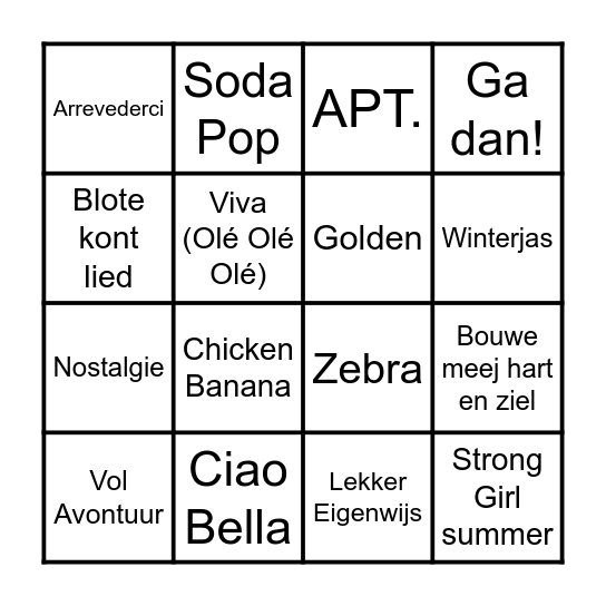 Party Vie & Maud Bingo Card