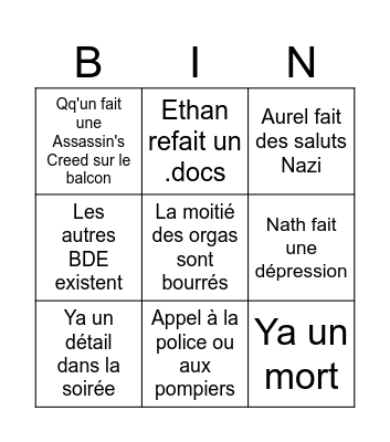 LE GALA IUT SAISON 2 Bingo Card
