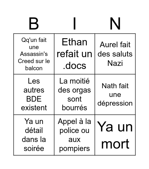 LE GALA IUT SAISON 2 Bingo Card