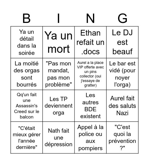 LE GALA IUT SAISON 2 Bingo Card