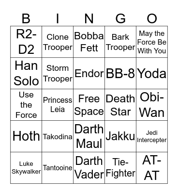 Star Wars Bingo  Bingo Card