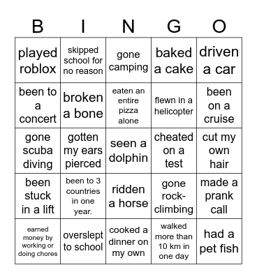 I have never... Bingo Card