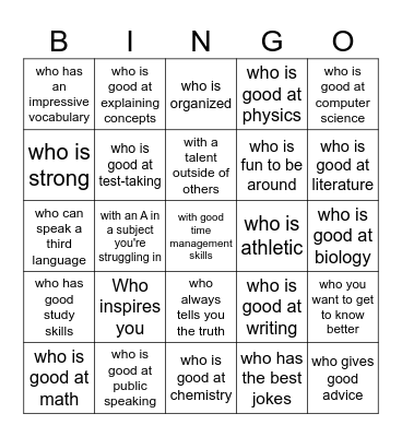 Networking Bingo Card