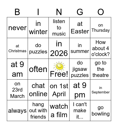 Right On 1 - Unit 3.2 Bingo Card