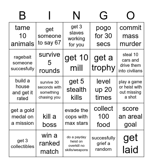bro v bro Bingo Card