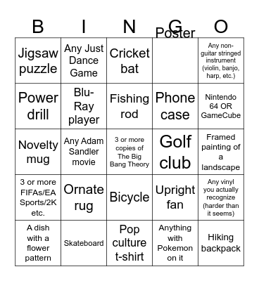 Thrift Bingo! Bingo Card