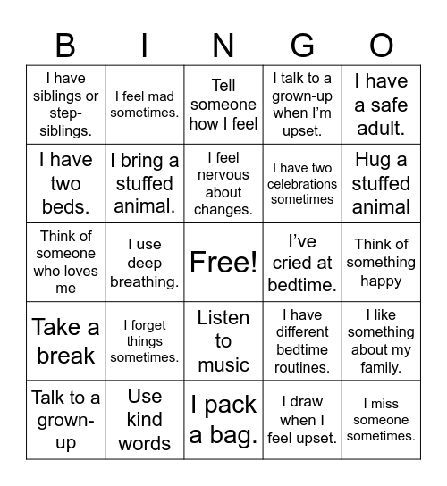 Divorce Group Bingo Card