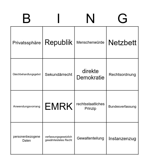 Berufsrecht Bingo Card