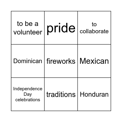 U3 ASD 6-8 tic tac toe Bingo Card