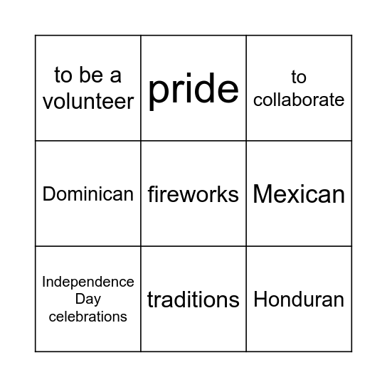 U3 ASD 6-8 tic tac toe Bingo Card