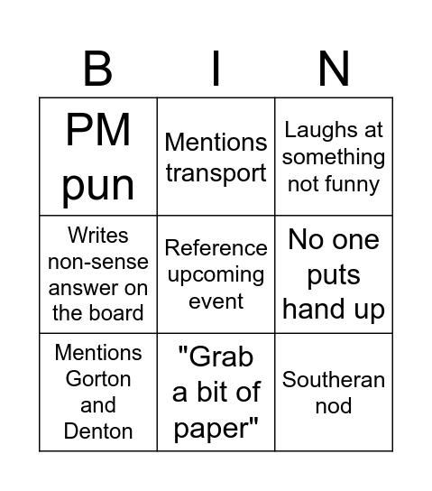 Untitled Bingo Card