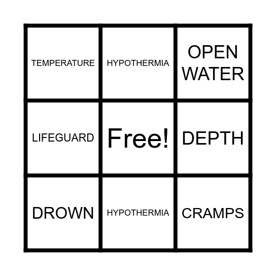 ALL ABOUT OPEN/POOL WATER SAFETY Bingo Card