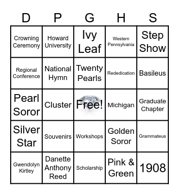 Diamond, Pearl, Golden Hospitality Suite Bingo Card