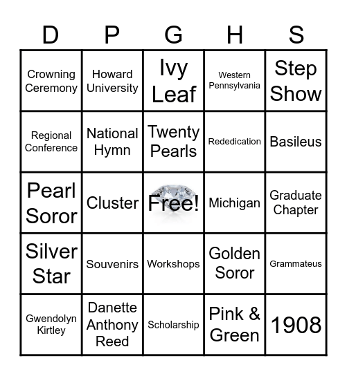 Diamond, Pearl, Golden Hospitality Suite Bingo Card
