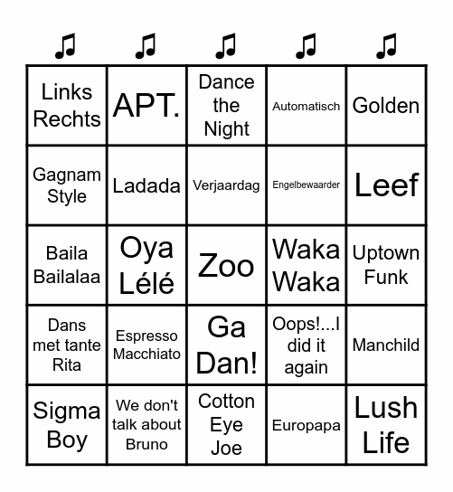♫Muziek Bingo♫ Bingo Card