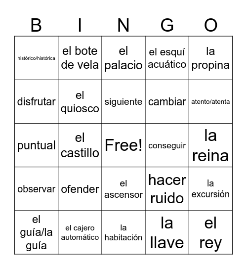 Realidades 2 8B Bingo Card